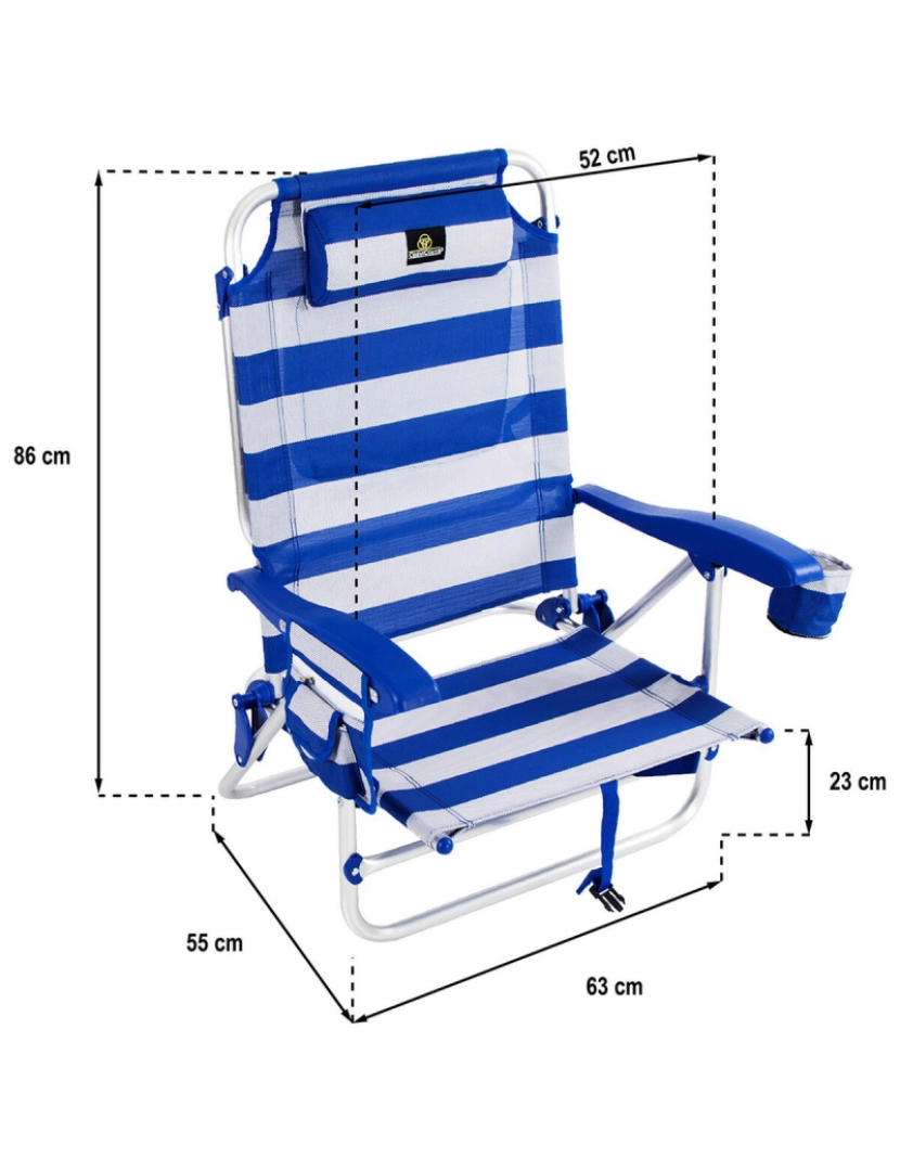 imagem de Cadeira Dobrável com Geleira Textiline Coral 55 x 24 x 63 cm Marinheira3