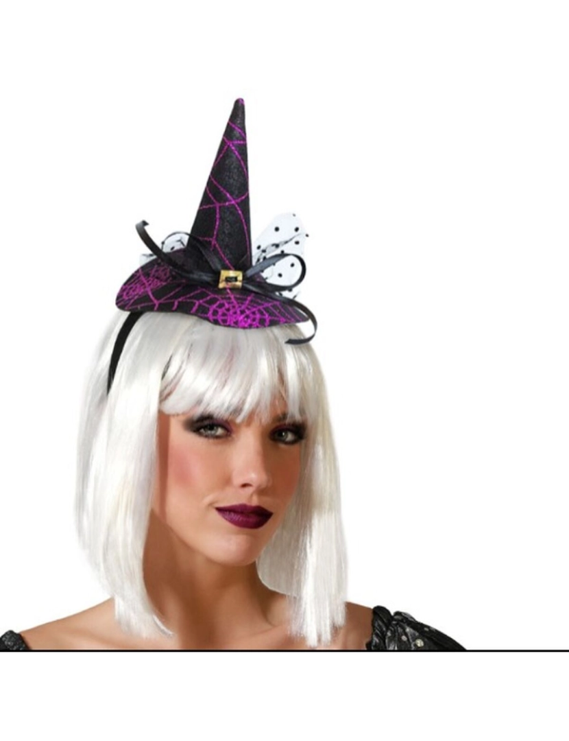 imagem de Diadema Halloween Chapéu Bruxa Roxo1