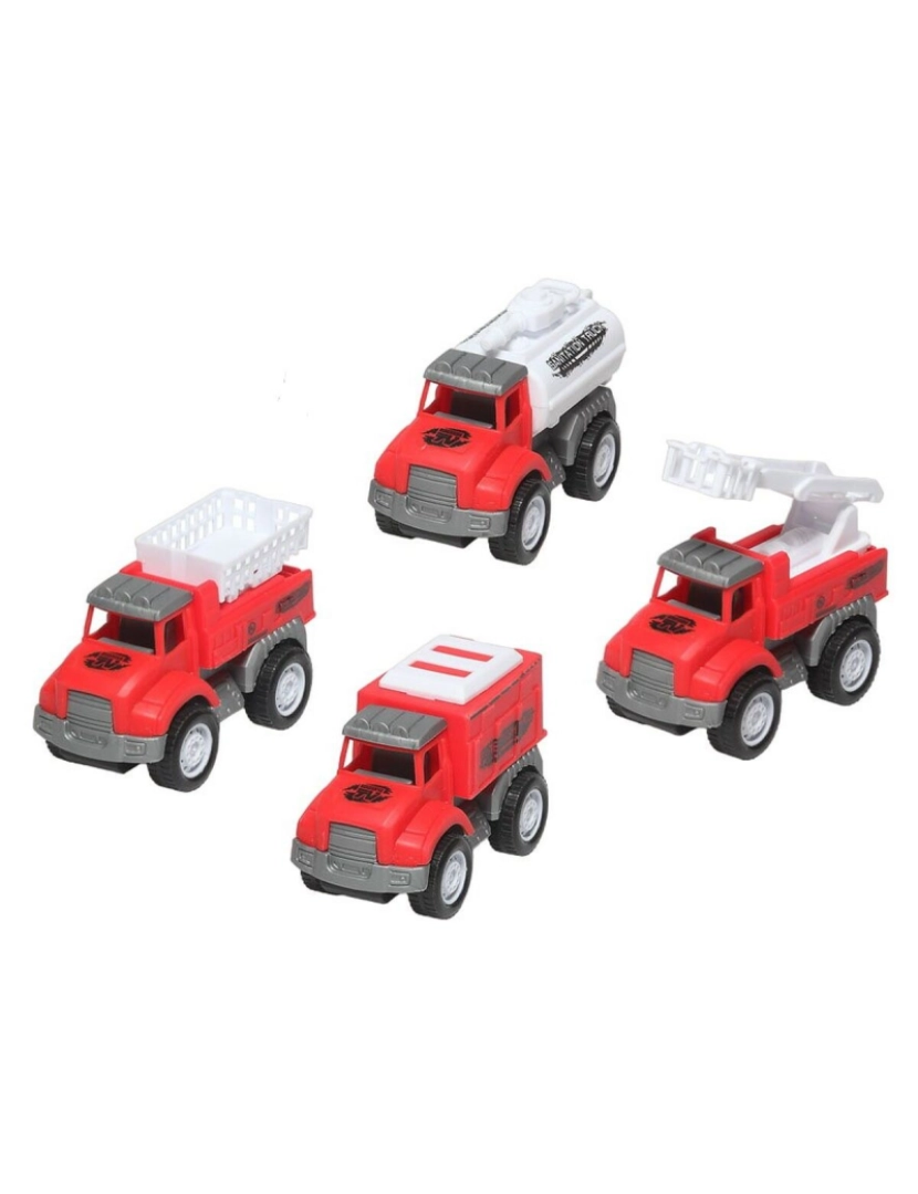 Bigbuy Fun - Conjunto de Mini Camiões Vermelho
