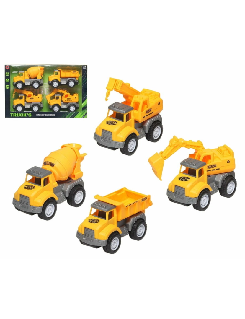 Bigbuy Fun - Conjunto de Mini Camiões Amarelo