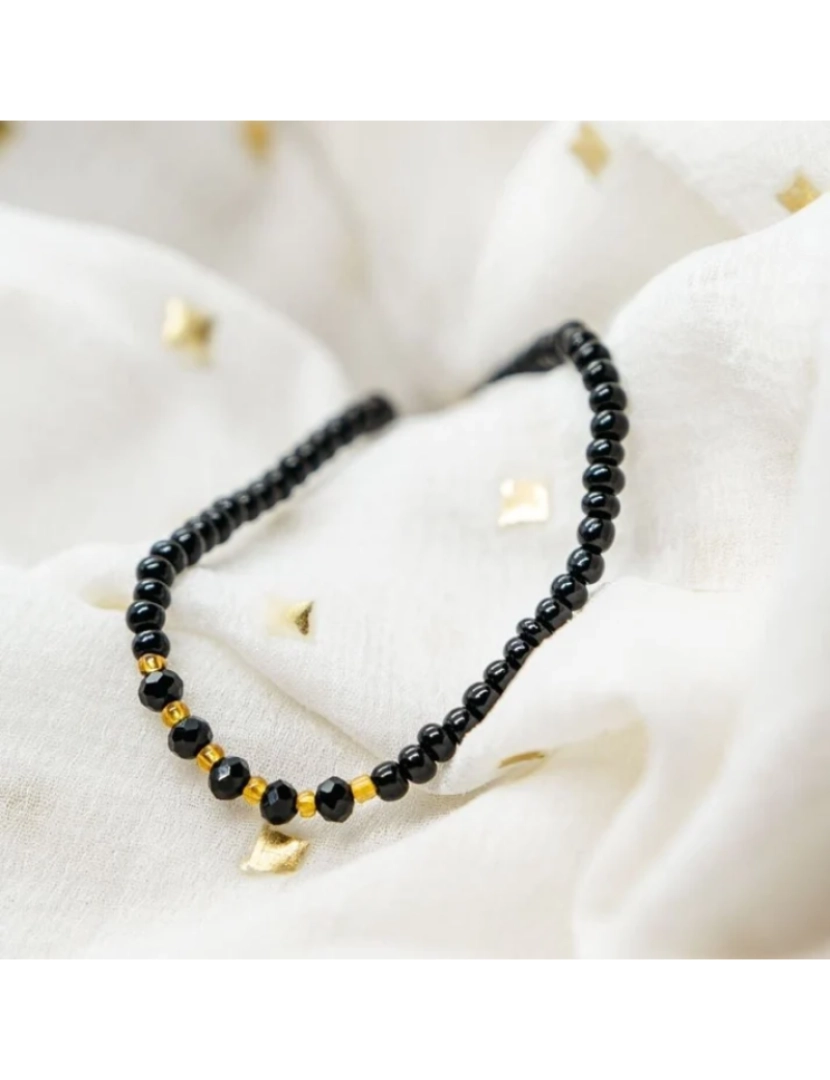 The Colourful Aura - Black Beads Elegante indiana Mangalsutra Nazaria Pulseira pequena frisada
