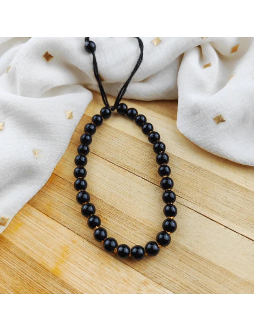 imagem de Grande Matt Preto Beads Unisex ajustável Yoga Meditação Pulseira3