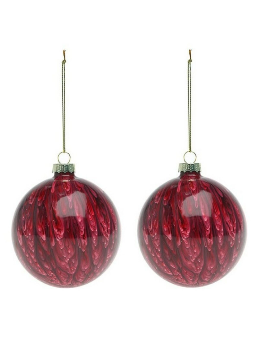 Bigbuy Christmas - Bolas de Natal (2 pcs) 113572 Castanho Vermelho 8 cm (2 Unidades)