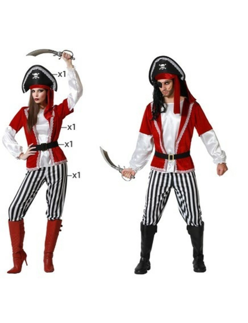 Bigbuy Carnival - Fantasia para Adultos Pirata Vermelho