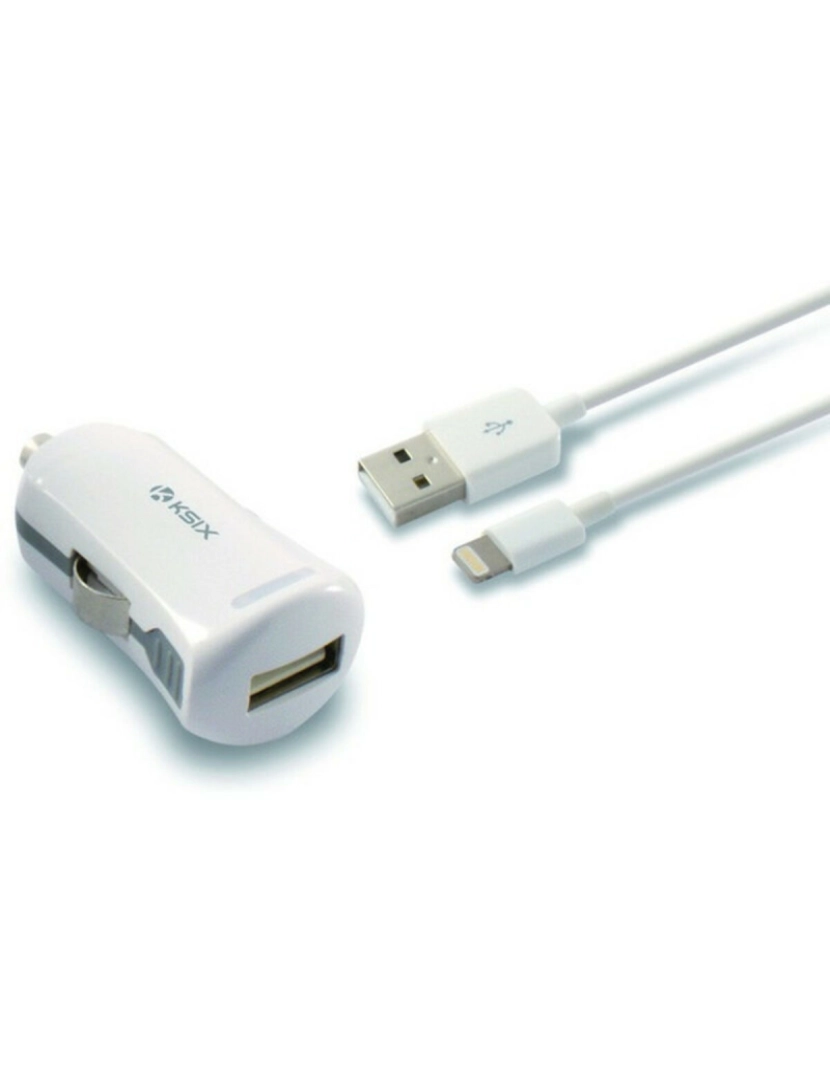 imagem de Carregador USB para Auto + Cabo Lightning MFi KSIX Apple-compatible 2.4 A1