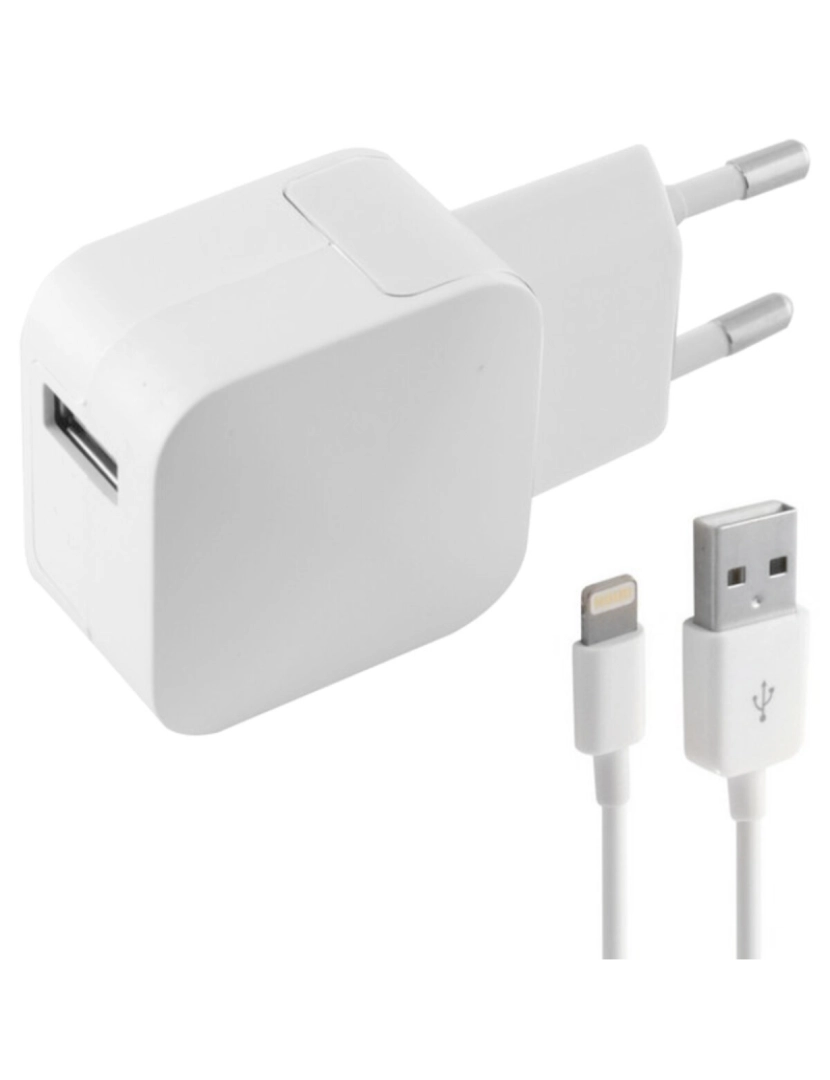 imagem de Carregador de Parede +Cabo Lightning MFI KSIX Apple-compatible 2.4A USB iPhone1