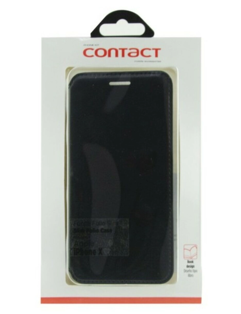 imagem de Capa para Telemóvel com Cobertura Iphone X Contact Slim Preto Têxtil Policarbonato3