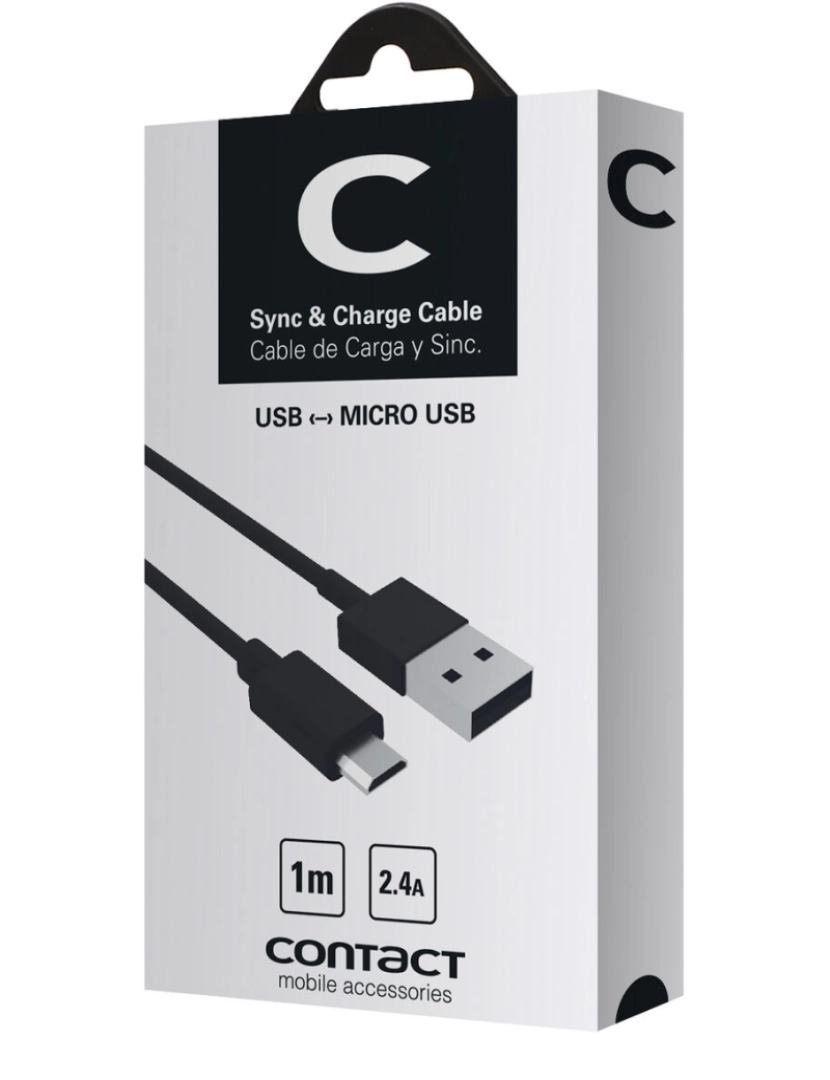 imagem de Cabo USB para Micro USB Contact 1 m Preto2