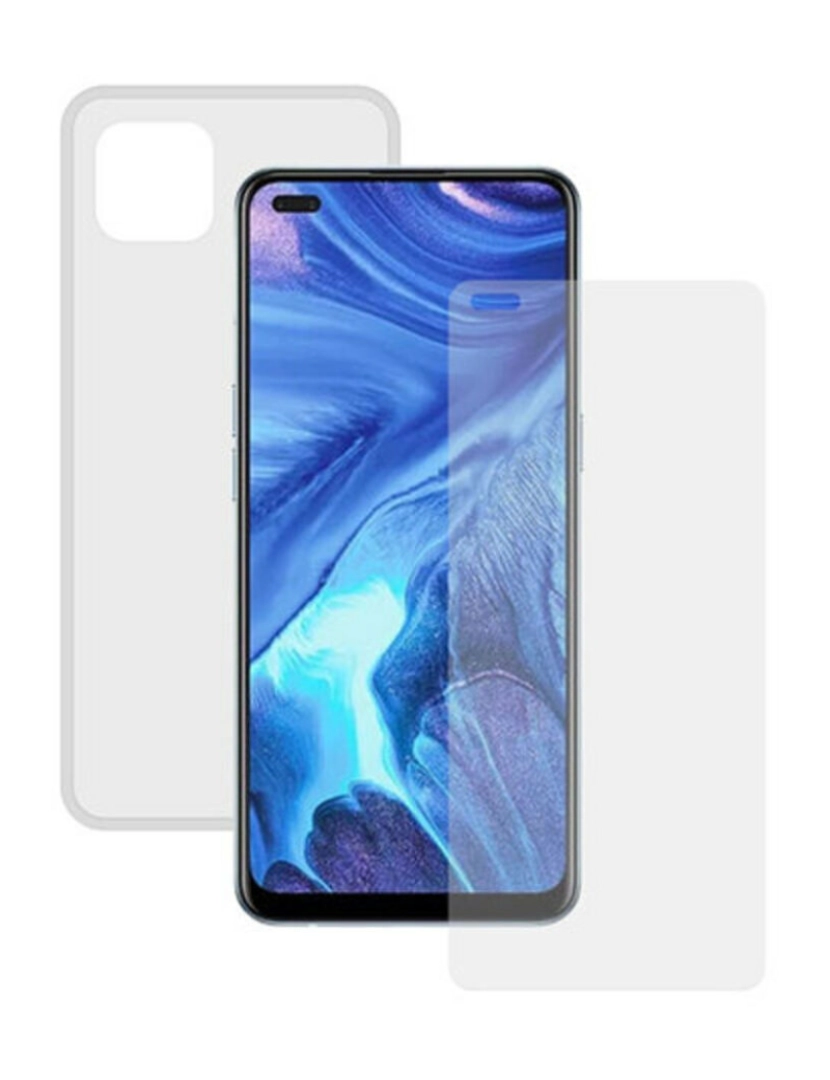 Contact - Protetor de vidro temperado para o telemóvel + Estojo para Telemóvel Oppo Reno 4Z Contact Transparente