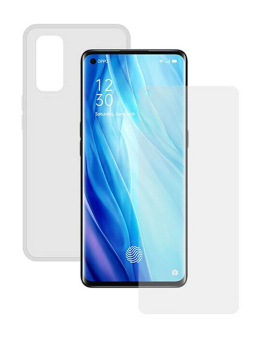 Contact - Protetor de vidro temperado para o telemóvel + Estojo para Telemóvel Oppo Reno 4 Pro Contact Transparente