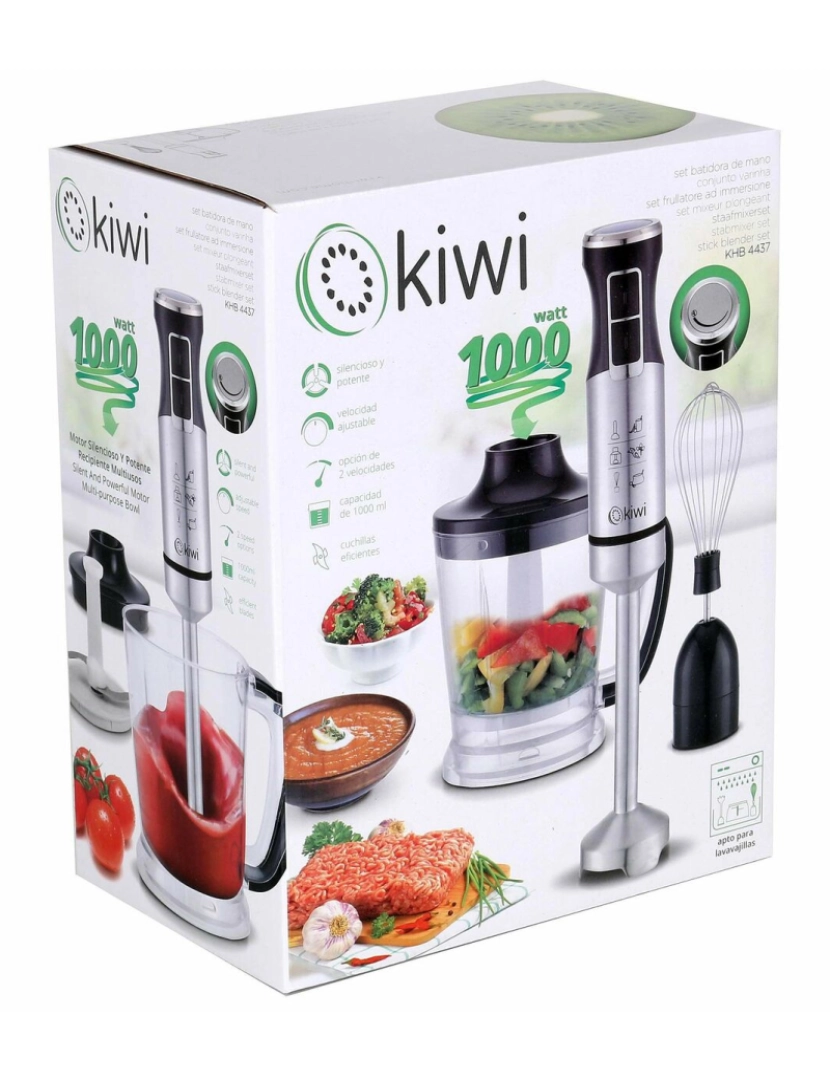 imagem de Conjunto de Varinha Mágica Kiwi KHB-4437 1 L 1000W Aço inoxidável2