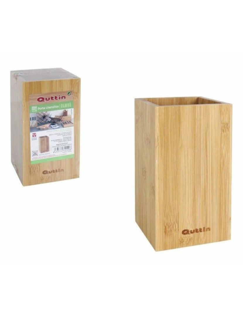 Quttin - Recipiente para Utensílios de Cozinha Quttin Bambu Natural (10,5 x 10,5 x 18 cm)