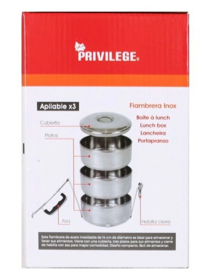 imagem de Conjunto de Lancheiras Privilege Aço inoxidável Empilhável Aço (3 pcs)3