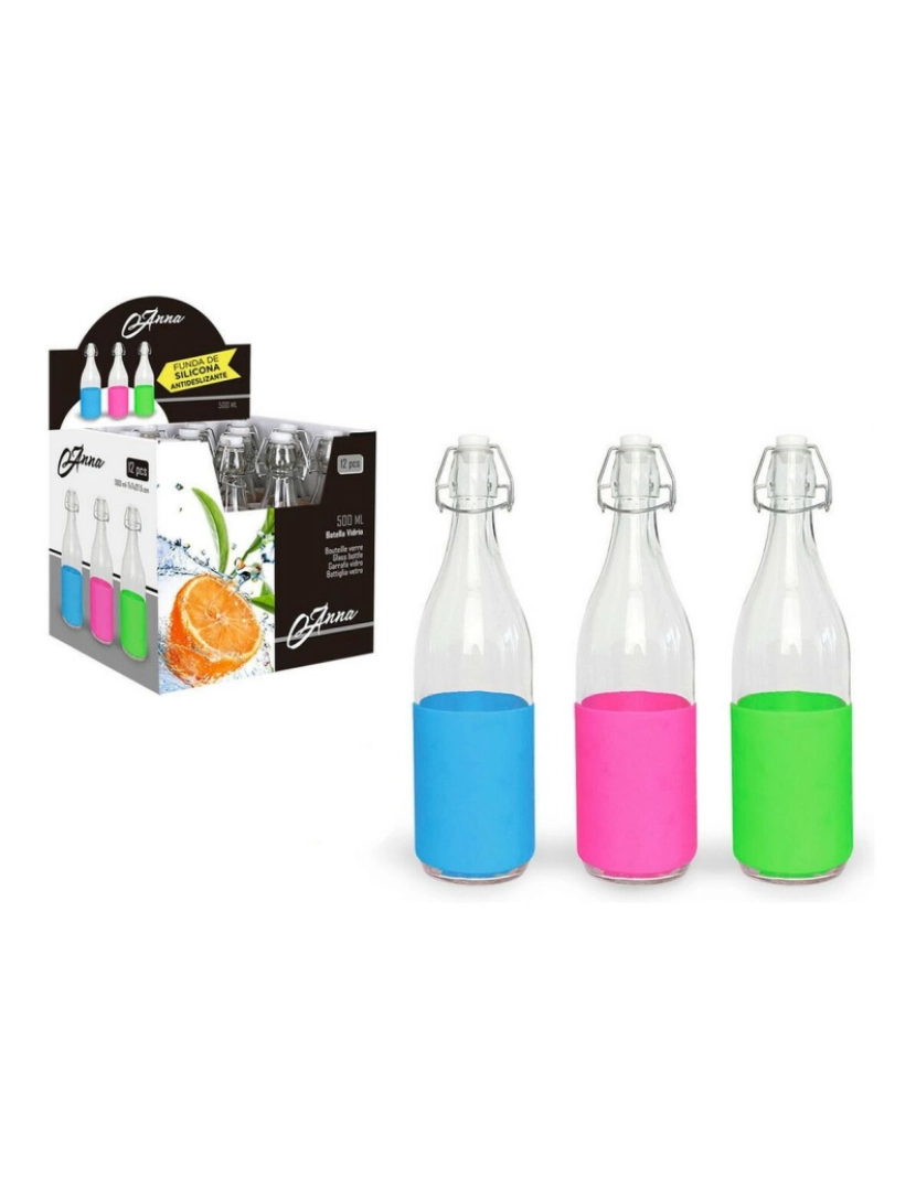 Anna - Garrafa Anna Vidro Silicone Com tampa (0,5 L)