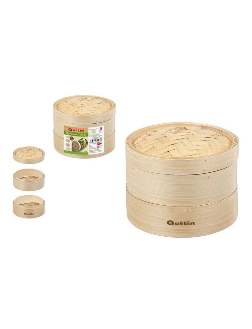 Quttin - Vaporizador de ar quente para alimentos Quttin Bambu 2 níveis (23-21 x 15.5 cm)