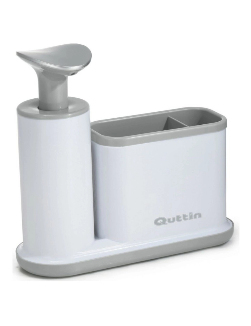 Quttin - Dispensador de detergente 2 em 1 para lava-louça Quttin Cinzento Branco Plástico (21,5 x 8 x 20 cm)