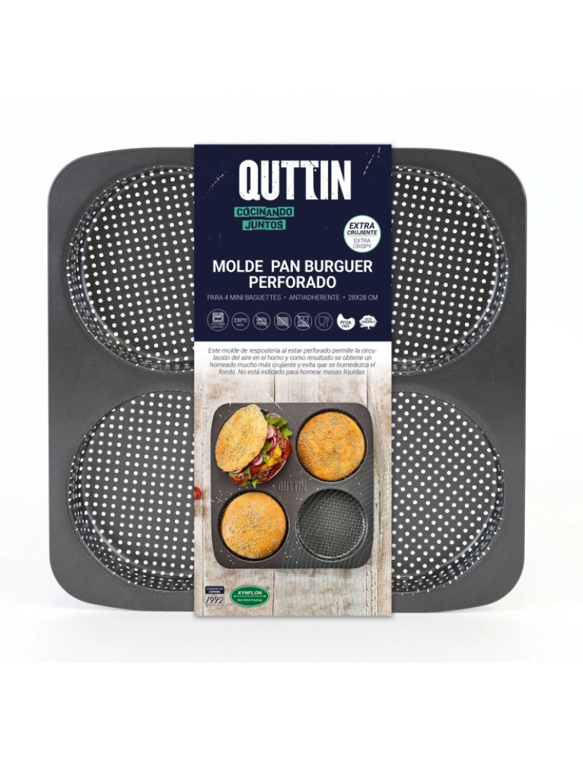 Quttin - Molde com forma Quttin Burguer 28 x 28 x 2,5 cm