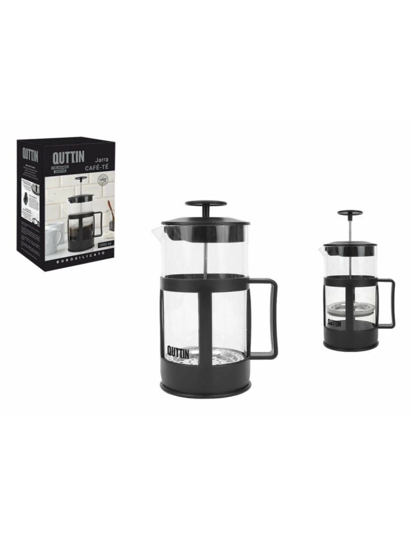 imagem de Cafeteira de Êmbolo Quttin Vidro de Borosilicato 1 L 13,5 X 10,5 X 21 cm1