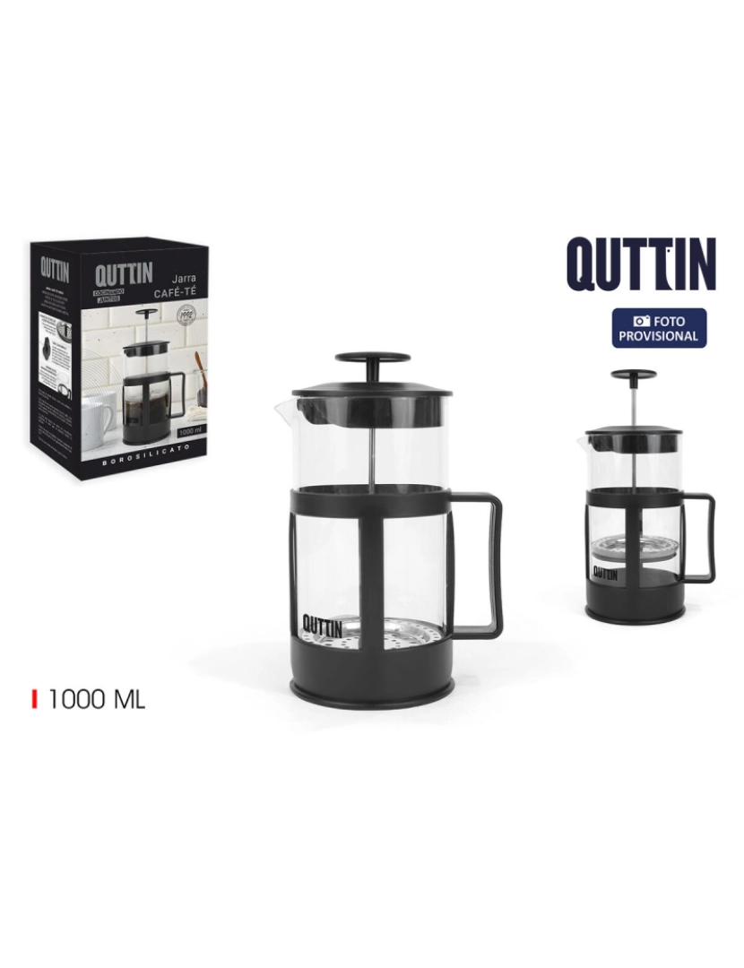 imagem de Cafeteira de Êmbolo Quttin Vidro de Borosilicato 1 L 13,5 X 10,5 X 21 cm2