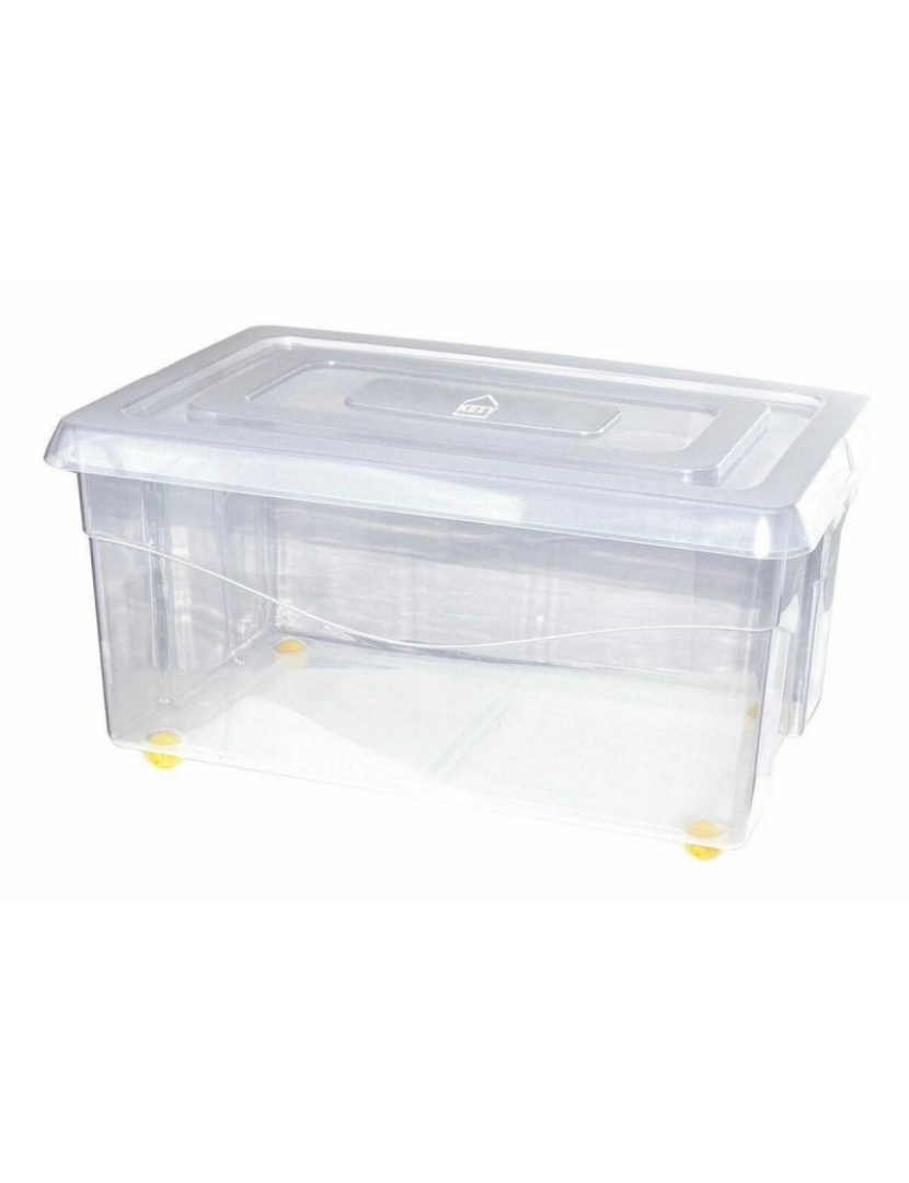 Bigbuy Home - Caixa de Armazenamento com Rodas Com tampa Transparente 45 L 59 x 39 x 29,5 cm