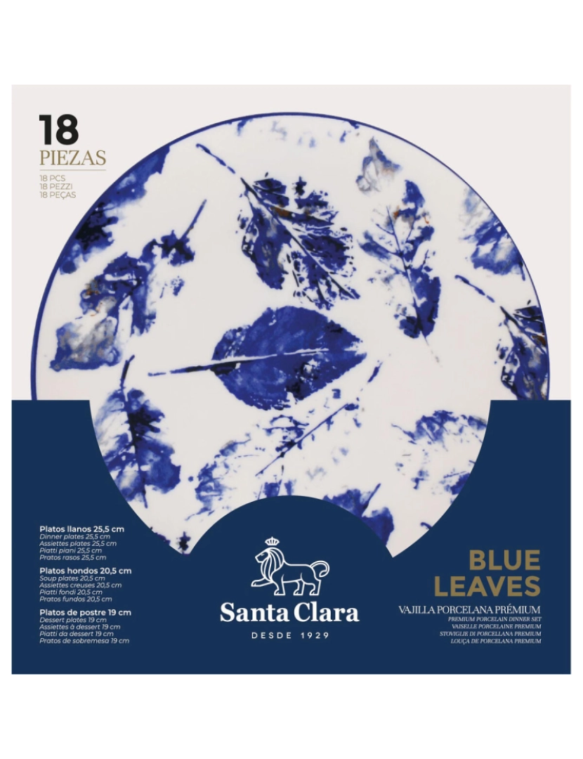 imagem de Louça Santa Clara Blue Leaves 18 Peças Porcelana3