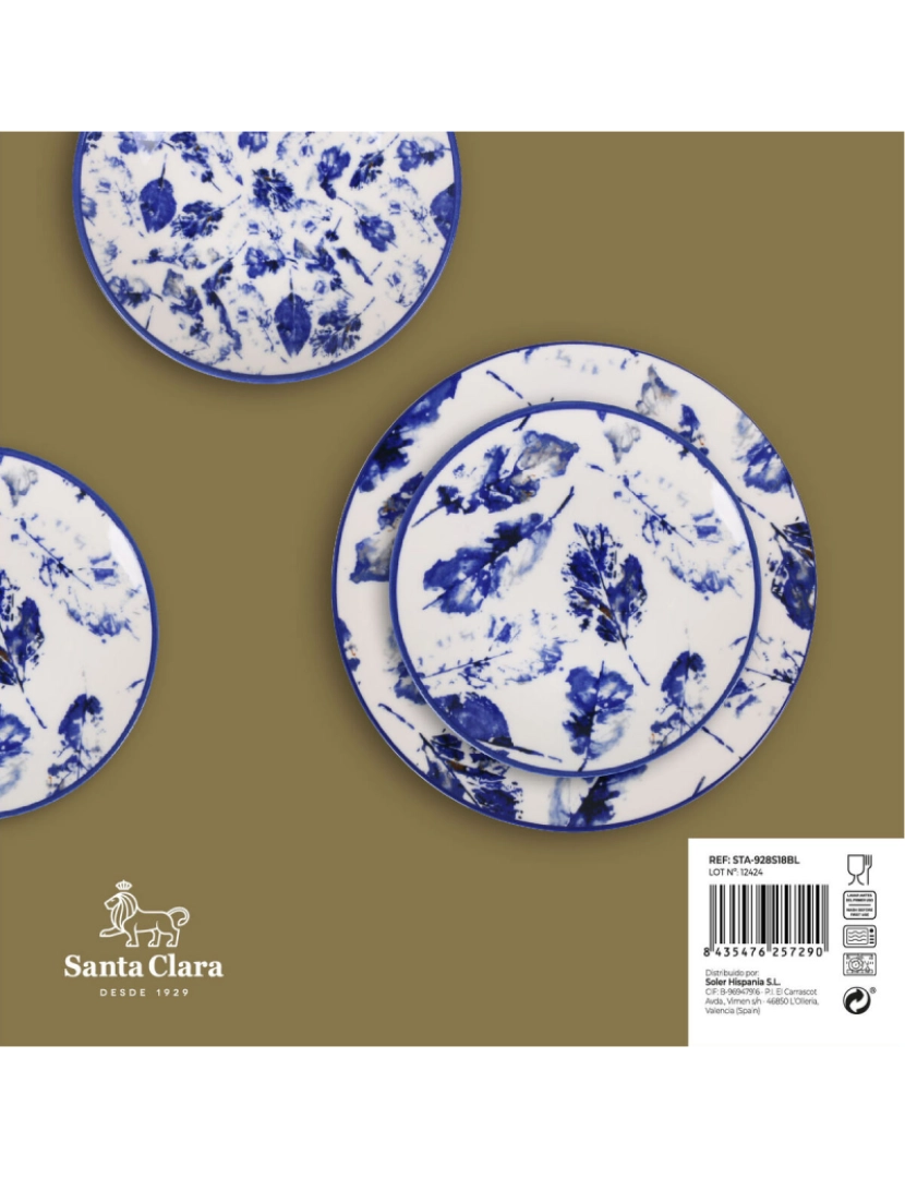 imagem de Louça Santa Clara Blue Leaves 18 Peças Porcelana4