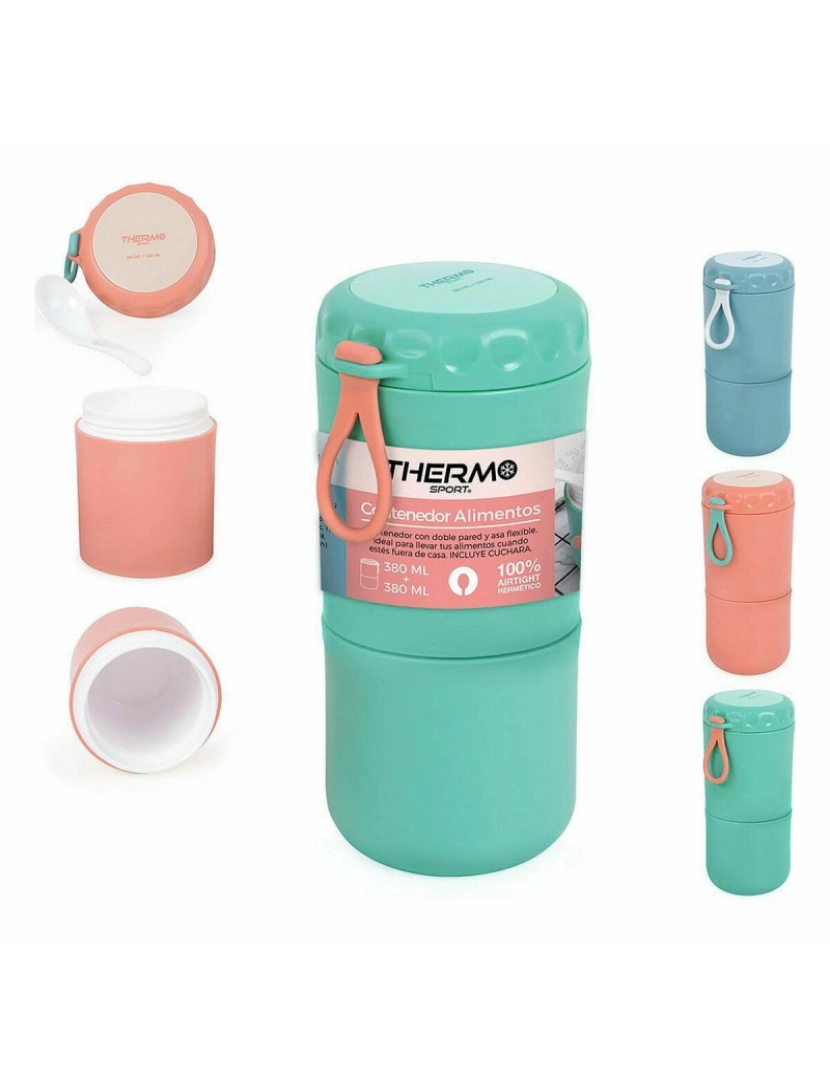 imagem de Recipiente Térmico para Alimentos ThermoSport Duplo 380 ml + 380 ml 10,5 x 9,5 x 21 cm3