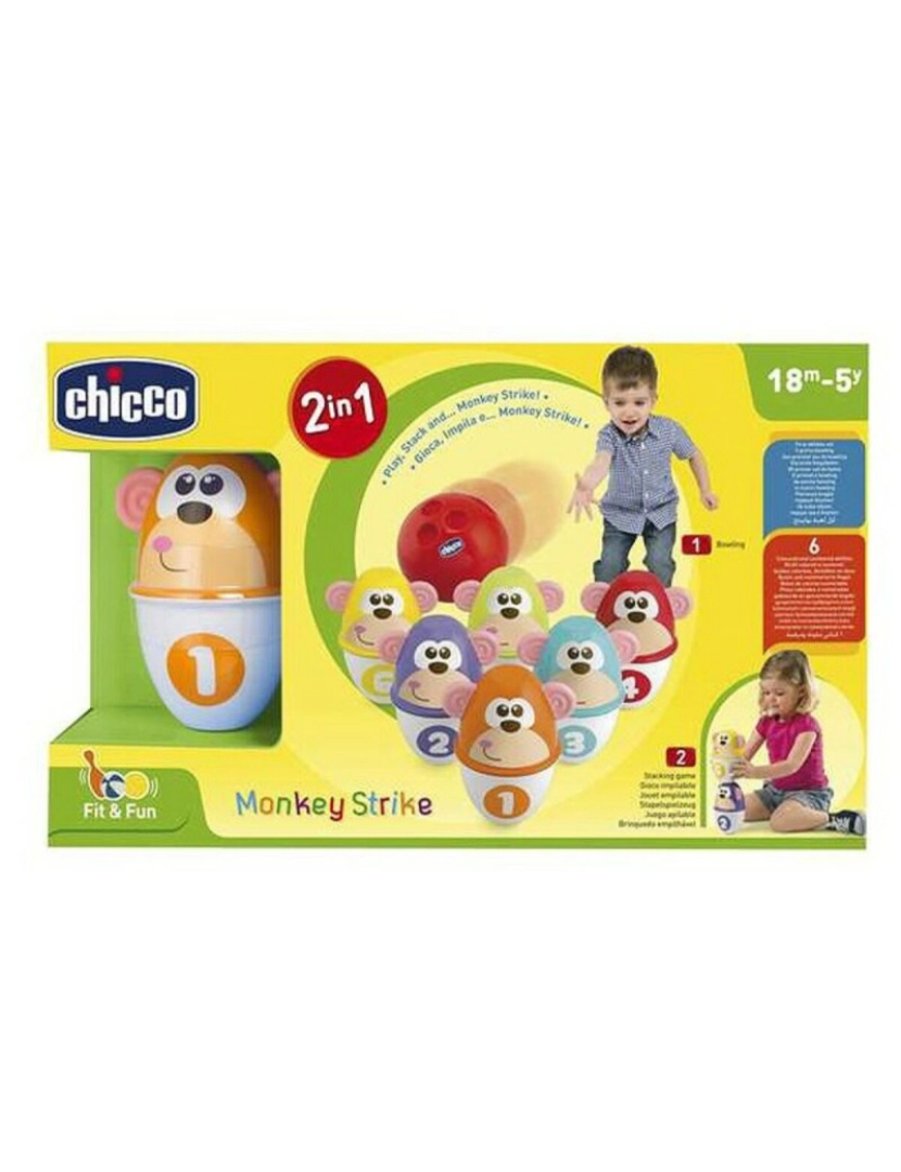 Jogo de Bolos Monkey Strike Chicco (7 pcs) - Chicco