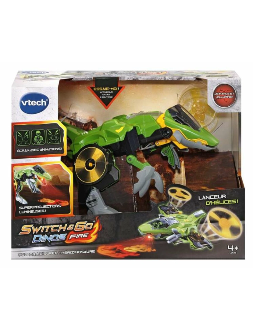 imagem de Super Robô Transformável Switch & Go Dinos Rotor Avião Dinossauro Som Luzes 20 x 34 x 19 cm1