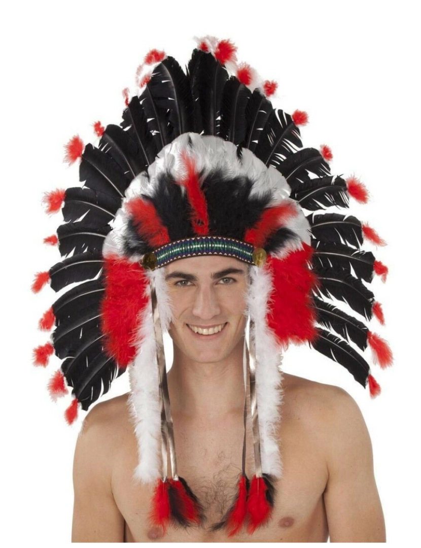 imagem de Penacho My Other Me Indian chief Vermelho Preto1