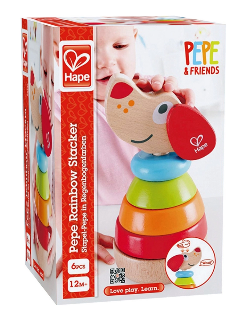 Hape - Jogo de madeira Hape Pepe Rainbow Stacker