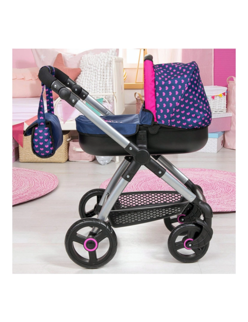 imagem de Carrinho para Bonecas Reig Stule Pram Azul Marinho 63 cm5