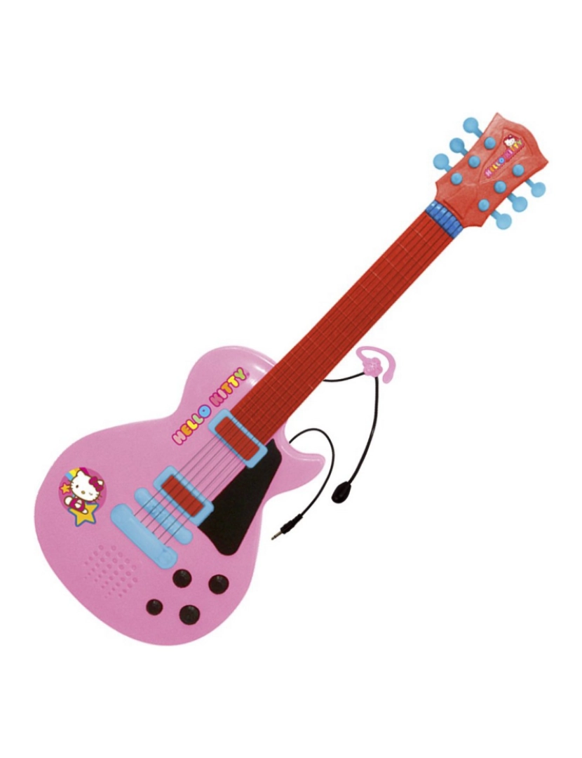 imagem de Guitarra Infantil Hello Kitty Eletrónica Microfone Cor de Rosa1