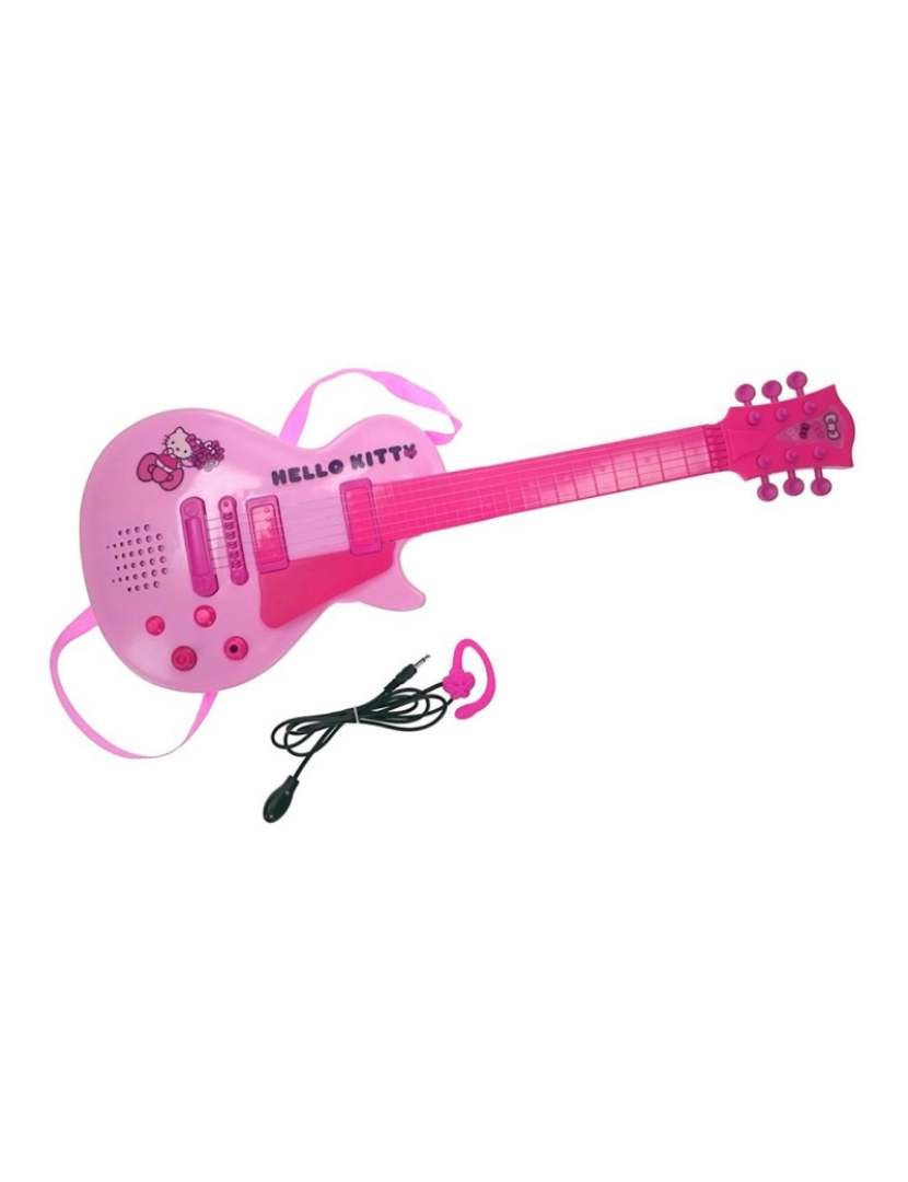 imagem de Guitarra Infantil Hello Kitty Eletrónica Microfone Cor de Rosa2