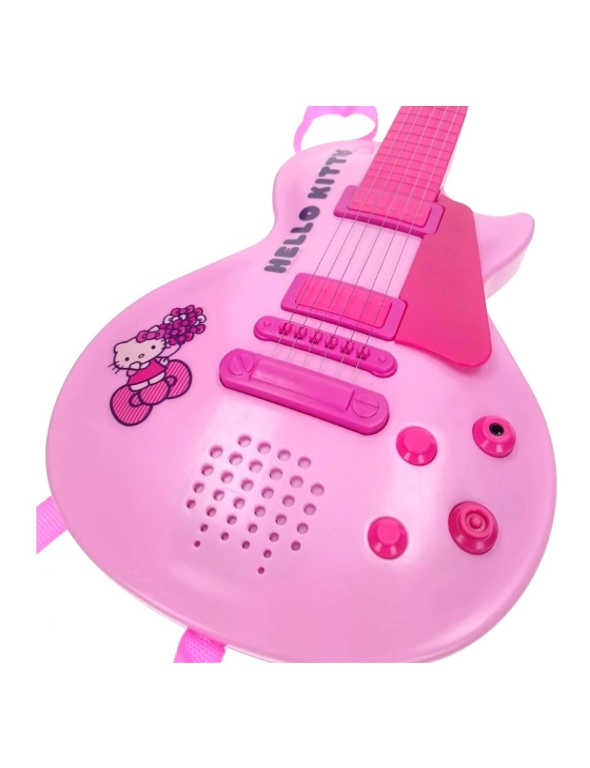 imagem de Guitarra Infantil Hello Kitty Eletrónica Microfone Cor de Rosa3