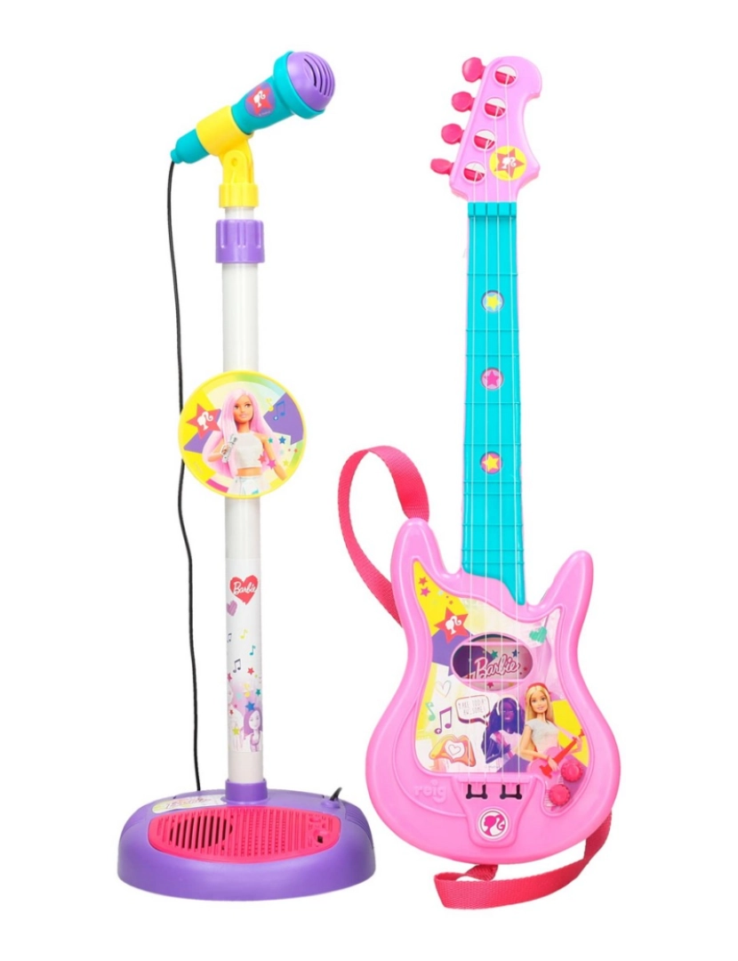 imagem de Brinquedo musical Barbie Microfone Guitarra Infantil1