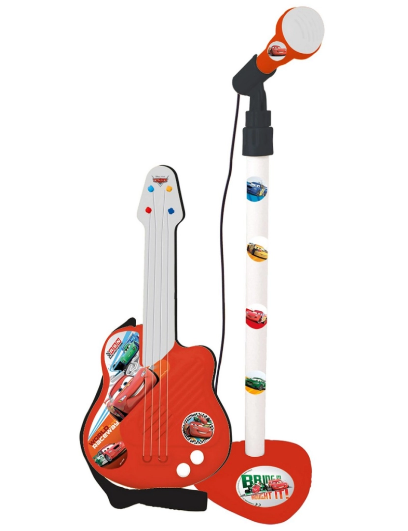 Cars - Brinquedo musical Cars Microfone Guitarra Infantil Vermelho