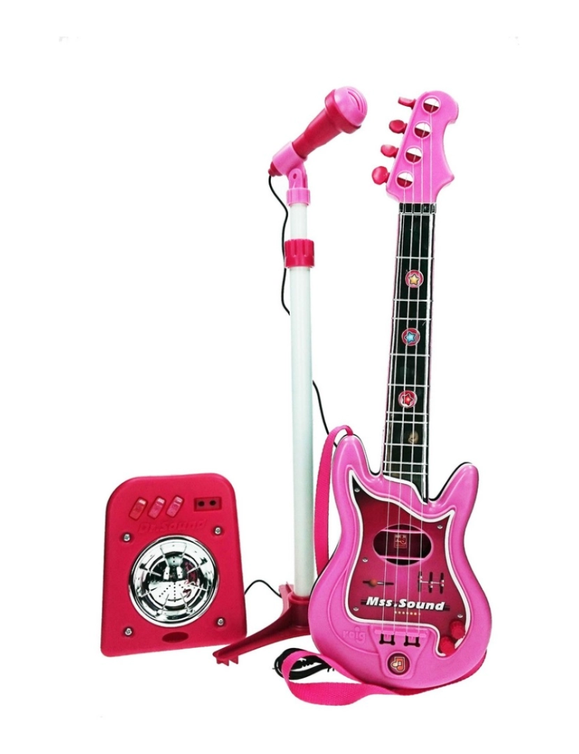 Reig - Guitarra Infantil Reig Microfone Cor de Rosa