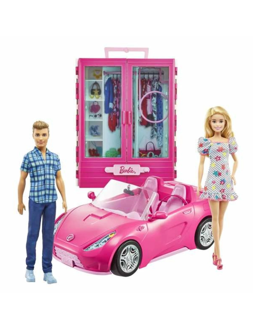 Barbie - Set Bonecas Barbie GVK05 Figuras x 2 Carro Armário