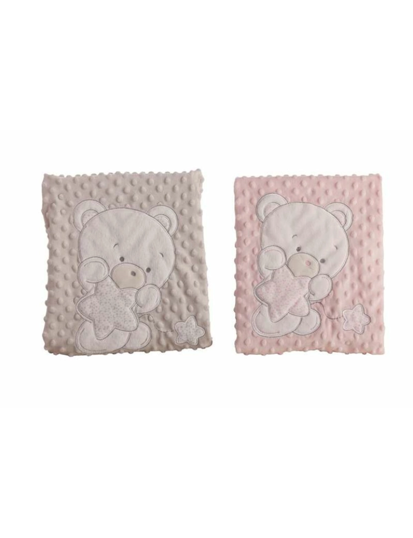 imagem de Manta para Bebé Urso Cor de Rosa Bordado Duplo 100 x 75 cm2