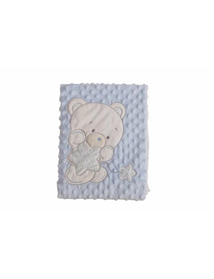 imagem de Manta para Bebé Urso Bordado Azul Duplo 100 x 75 cm2