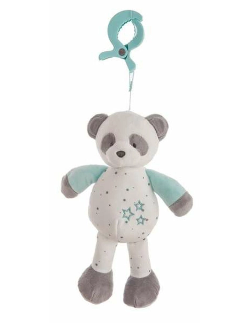 Bigbuy Fun - Peluche Chocalho Urso Panda Turquesa 25cm