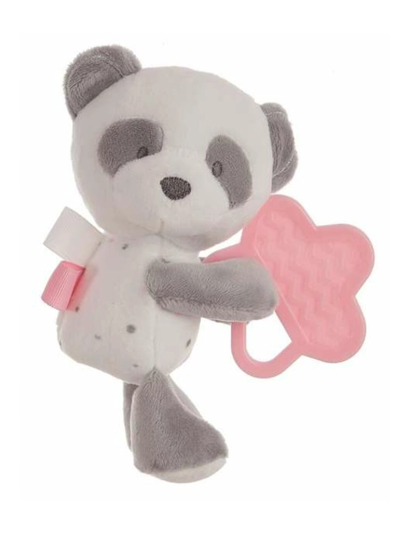 Bigbuy Fun - Mordedor para Bebé Urso Panda Cor de Rosa 20 cm