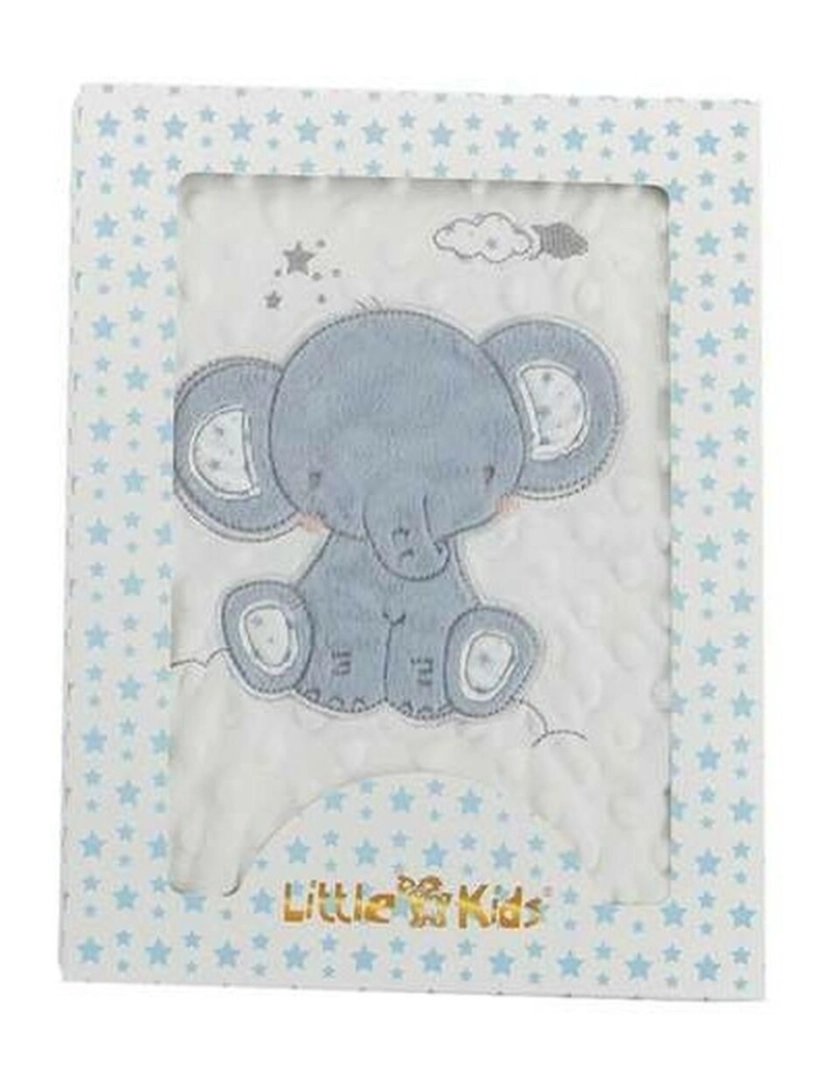 imagem de Manta para Bebé Elefante Azul Bordado Dupla face 100 x 75 cm1