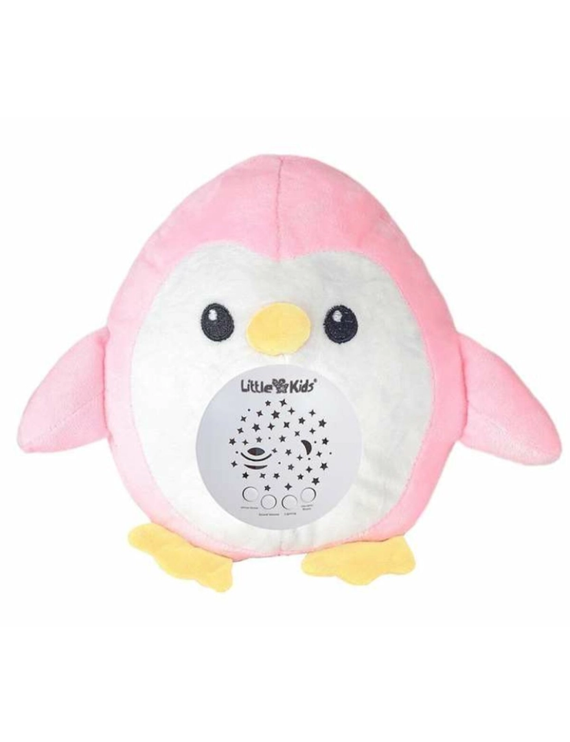 Bigbuy Fun - Peluche Musical Projector Cor de Rosa Pinguim