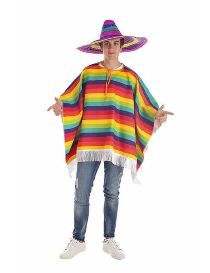 Bigbuy Carnival - Fantasia para Adultos Arcoiris Poncho