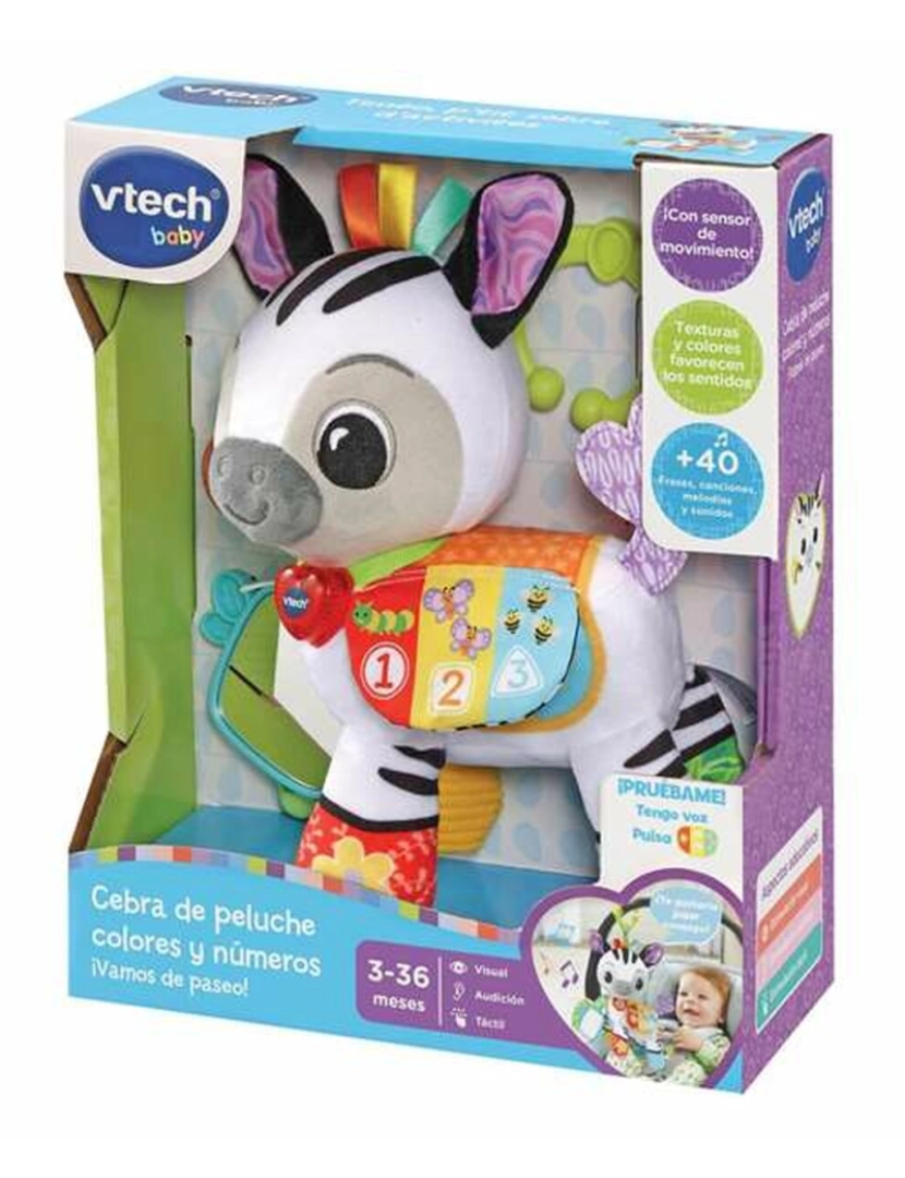 imagem de Peluche com Som Vtech Zebra 23 x 20 x 9 cm (ES)1