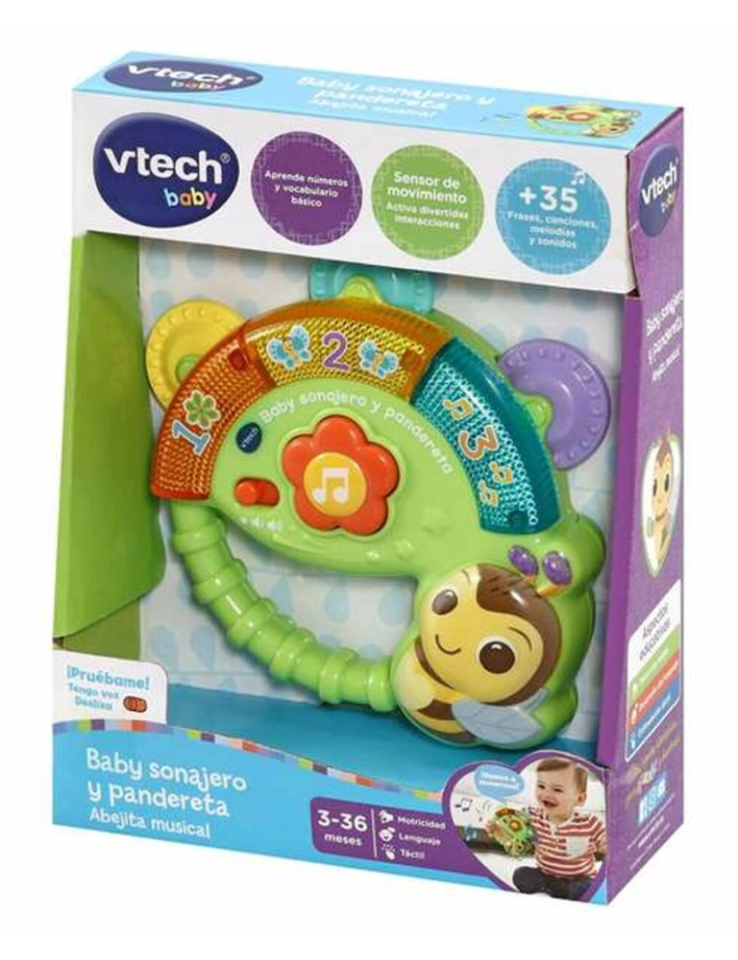 Vtech - Guizo Musical Vtech Baby Música Abelha Luzes Pandeireta Interativa 12 x 14 x 3 cm