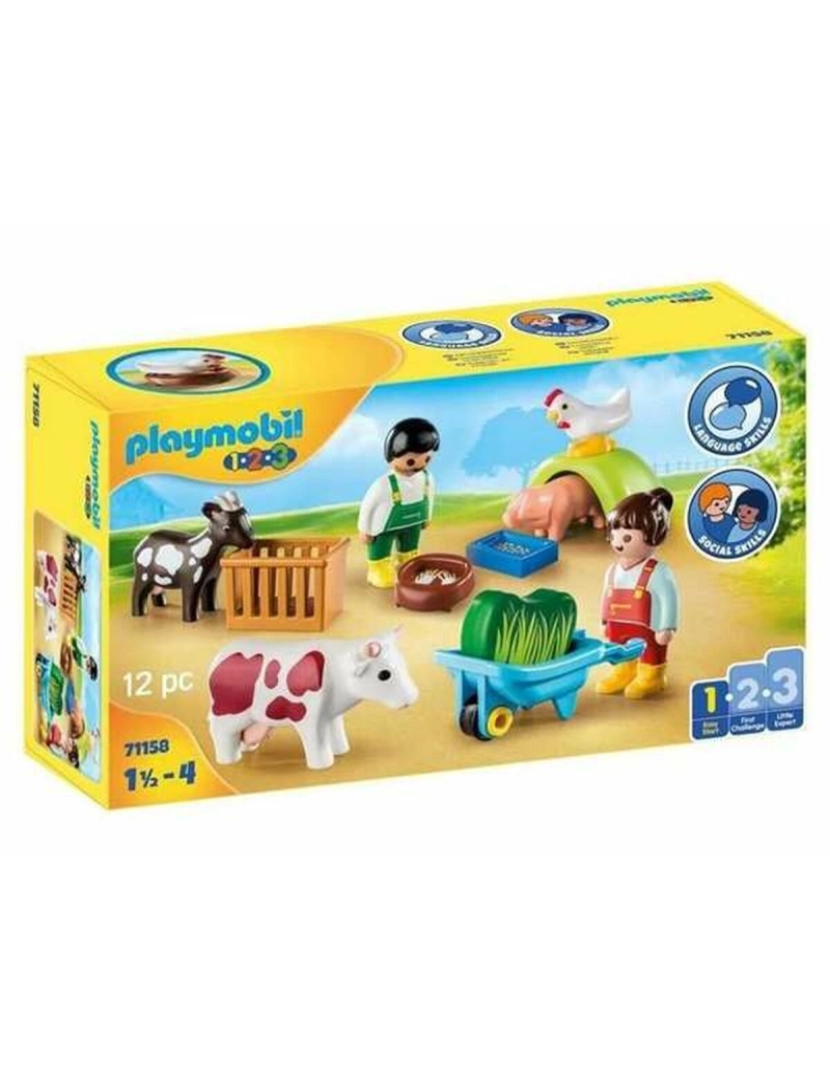 imagem de Playset Playmobil 1.2.3 Fun in the Farm 71158  12 Peças1