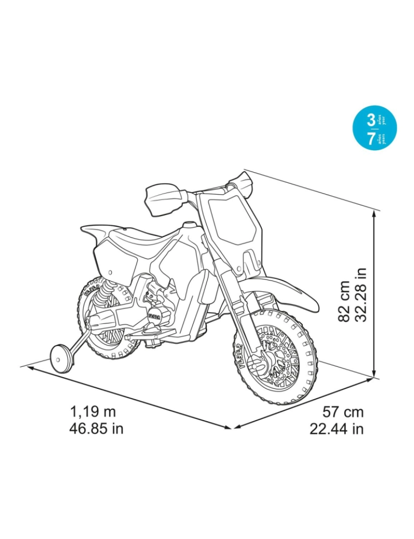 imagem de Motocicleta Feber Triciclo 6 V Bateria recarregável 119 x 57 x 82 cm4